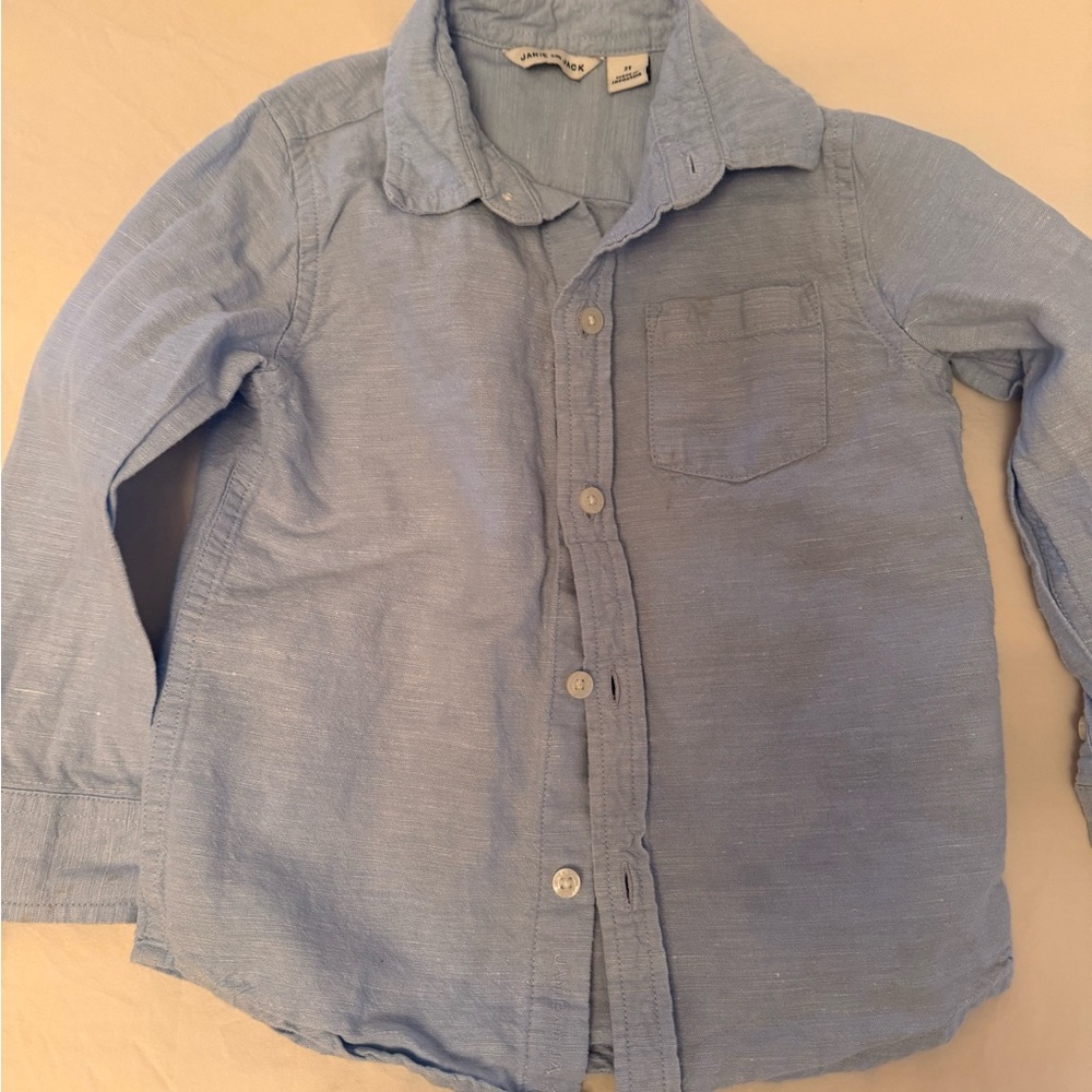 Janie and Jack Light Blue Linen-Blend Shirt